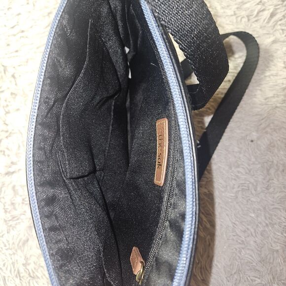 THE SAK Olvera Steal Blue Canvas Crossbody Bag Gray Blue Multi Pocket - Picture 10 of 16